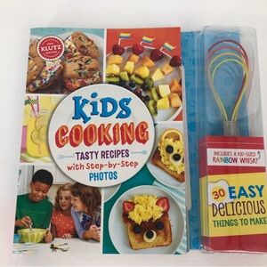 Colorful Kids Cook Book with Rainbow Whisk